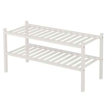 ROMGUAR CRAFT 3 Tier Bamboo Shoe Rack for Closet Free Standing Wood Shoe Shelf Storage Organizer for Entryway Small Space Stackable 27"x11"x20" (Natural)