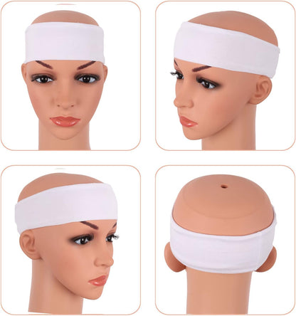 MapofBeauty 3er-Pack Yoga-Stirnbänder, dehnbar, Baumwolle, Haarband, für Sport, Laufen, Training, Fitnessstudio (einfarbig)
