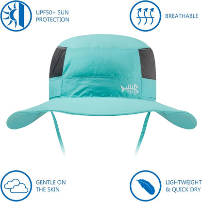 Bassdash UPF 50+ Sonnenhut zum Angeln, wasserabweisend, mit abnehmbarem Nackenschutz, große Größe