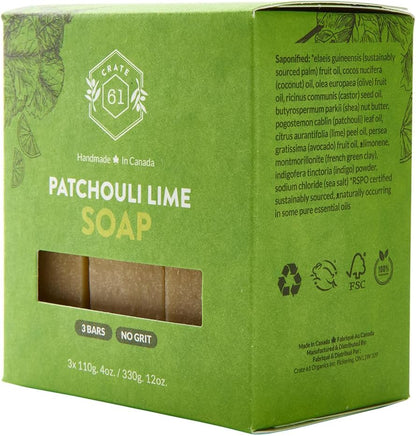 CRATE 61 ORGANICS Vegane Naturseife, handgemachte Seife mit hochwertigen ätherischen Ölen, kaltgepresst für Gesicht und Körper für Männer und Frauen, 3er-Pack (4 oz, Riegel) (Eucamint)