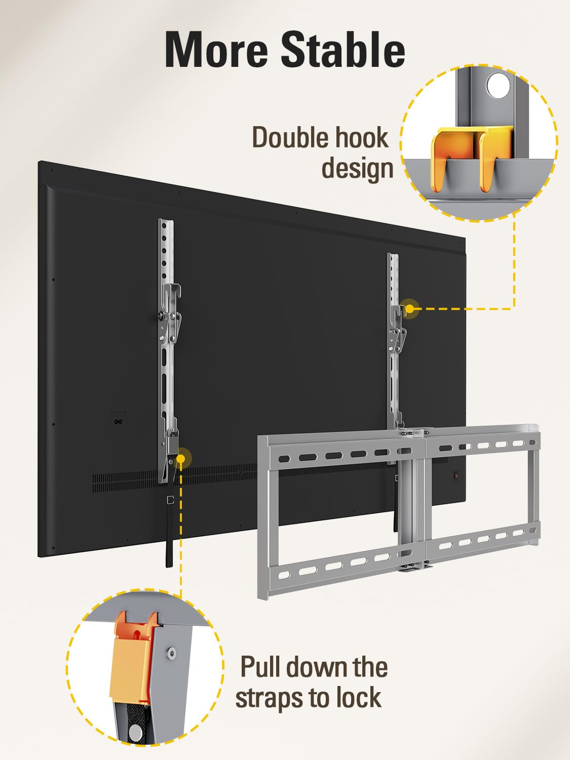 Mounting Dream TV-Wandhalterung für die meisten 37-75-Zoll-Fernseher, universelle neigbare TV-Halterung passend für 16", 18", 24" Ständer mit Tragkraft 132lbs, Max Vesa 600 x 400mm, flache TV-Wandhalterung mit niedrigem Profil