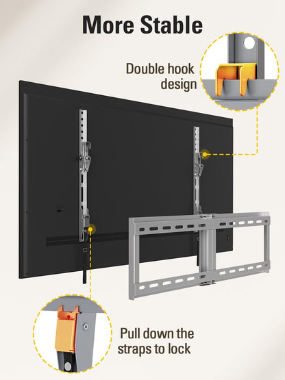 Mounting Dream TV-Wandhalterung für die meisten 37-75-Zoll-Fernseher, universelle neigbare TV-Halterung passend für 16", 18", 24" Ständer mit Tragkraft 132lbs, Max Vesa 600 x 400mm, flache TV-Wandhalterung mit niedrigem Profil