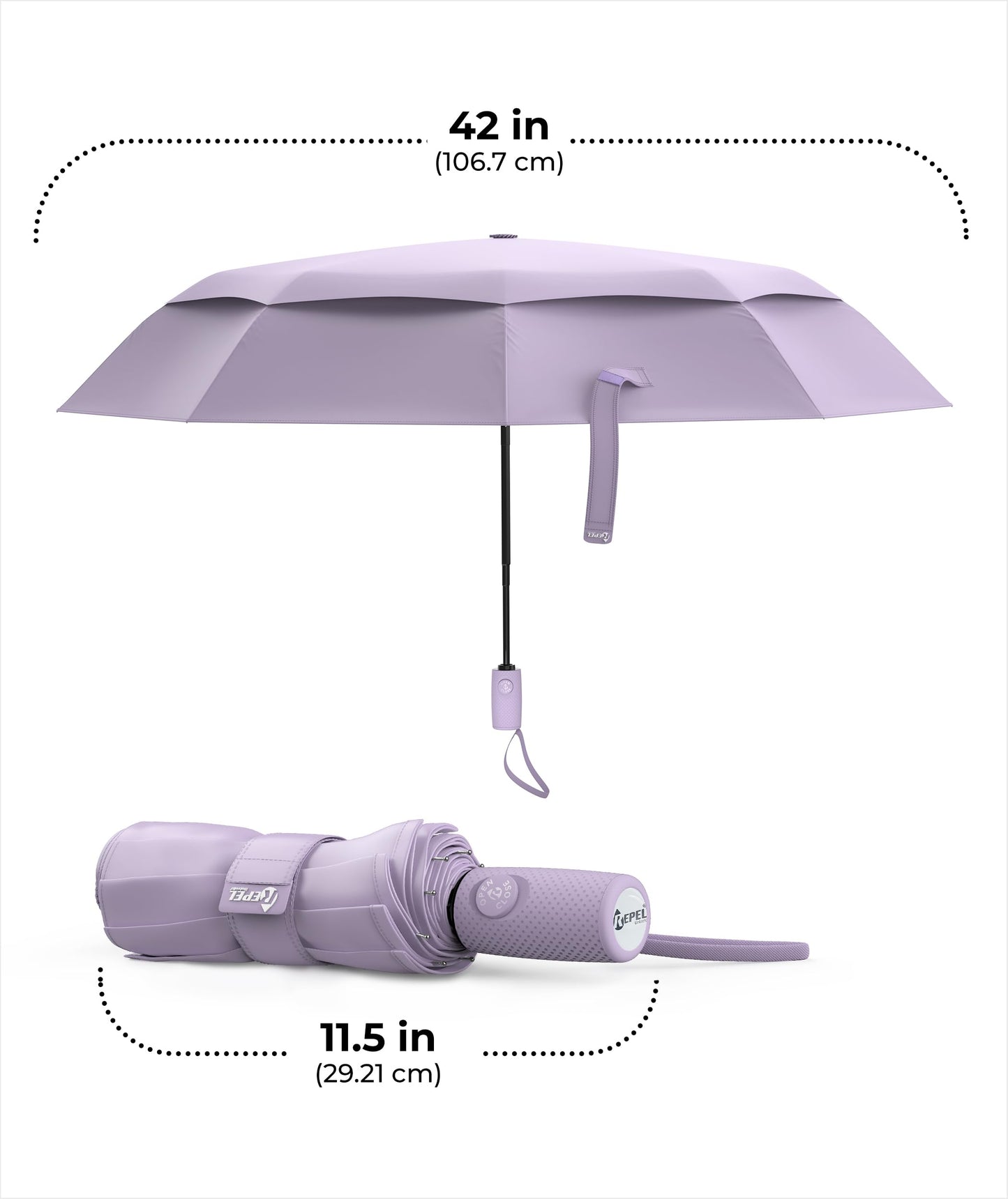 Repel Windproof Travel Umbrella - Compact & Withstands Winds up to 100MPH , Strongest Premium Auto Folding Umbrella for Rain and Sun - Durable, Light & Portable for Women & Men , Fits Backpack & Cars