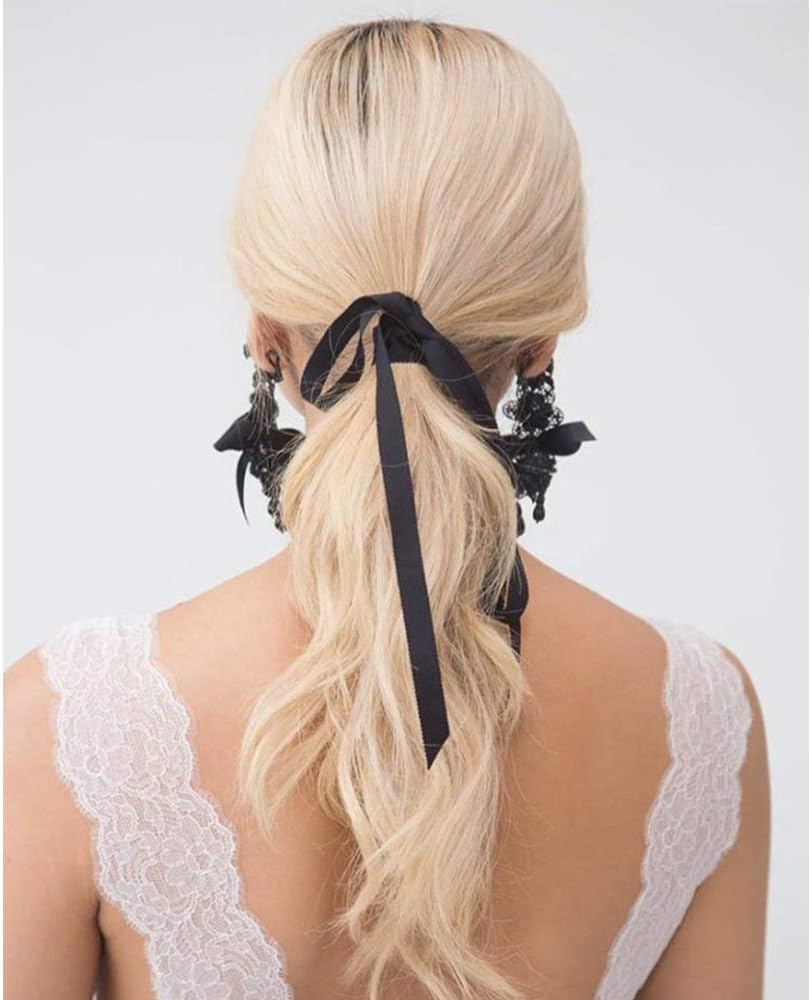 TONIFUL 3/8 Zoll x 100 Yards Schwarzes Satinband Dünnes, einfarbiges Stoffband auf Rolle zum Geschenkeverpacken, für Einladungen, Blumen, Haare, Ballons, Bastelarbeiten, Nähen, Party, Hochzeit, Halloween-Dekoration, Valentinstagsstrauß