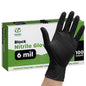 Black Nitrile Disposable Gloves 6 Mil. Extra Strength Latex & Powder Free, Chemical Resistance, Textured Fingertips Gloves