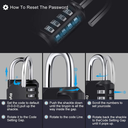 Combination Padlock, Diyife 4 Digit Locker Lock Weatherproof Lock Outdoor Combination Lock for School Gym Locker,Toolbox, Fence, Hasp, Cabinet(Black)