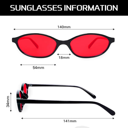GUVIVI Retro Ovale Sonnenbrille für Damen Chic Cat Eye 90er Jahre Sonnenbrille Leichte Schmale Sonnenbrille Trendiger UV-Schutz Sonnenbrille