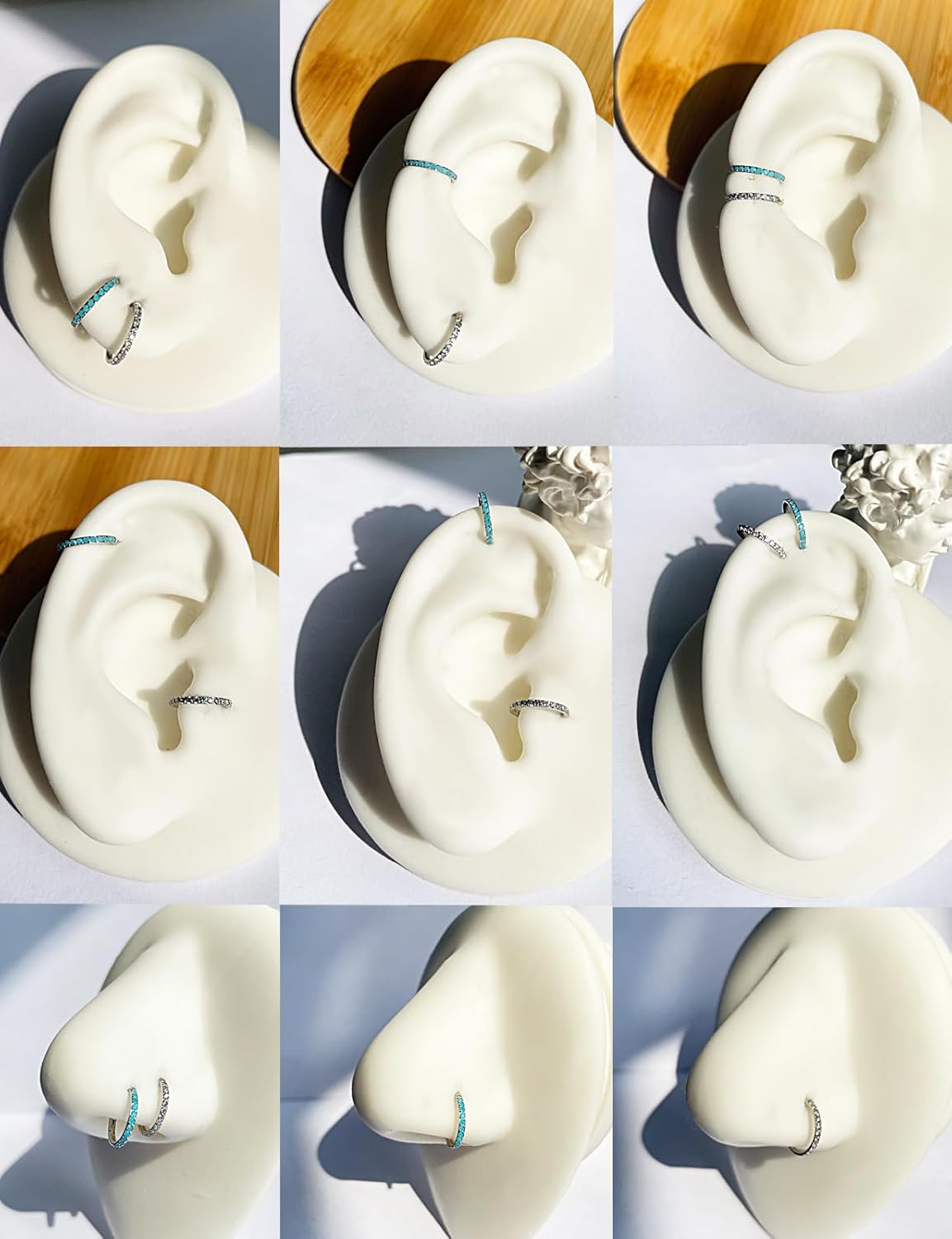 TDEBA Conch Piercing Schmuck, 316L Chirurgenstahl Segment Nasenring, CZ Knorpel Ohrringe, Lippenring, Segment Helix Rook Nahtloser Clicker Piercing Schmuck