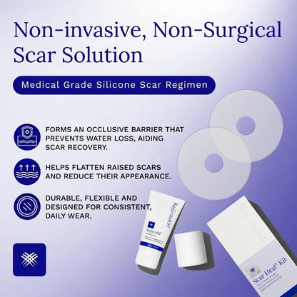 Rejuvaskin Scar Heal Kit for Breast Scars, Soften, Flatten, Reduce and Recover, Silicone Sheeting, RejuvaSil Gel & Medical Tape, Breast Anchor Pair