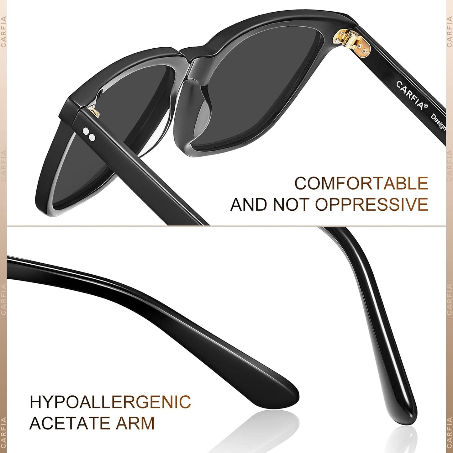 CARFIA Square Polarized Sunglasses for Men