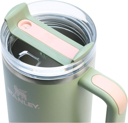 Vaso Stanley Quencher H2.0 con asa y pajita de 40 oz | Tapa Flowstate de 3 posiciones | Compatible con portavasos para viajes | Vaso térmico de acero inoxidable | Sin BPA | Arándano
