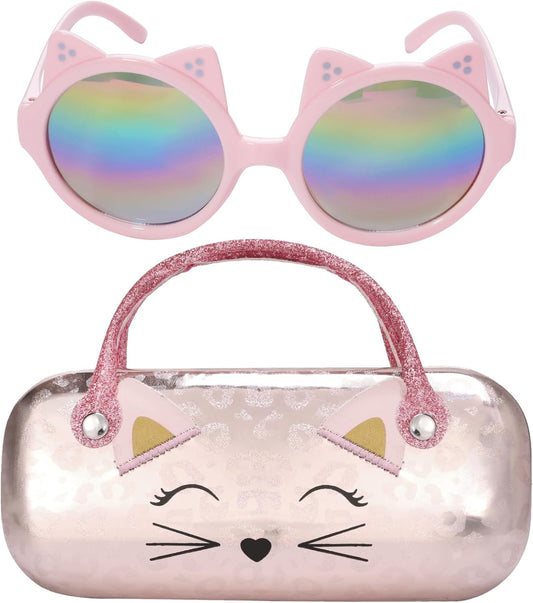 PinkSheep Sunglasses for Girls, Baby Kids Polarized Sunglass with Case, Unicorn Oval Cats Heart Glasses UV400 Protection