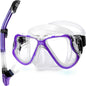 Greatever Dry Snorkel Set,Panoramic Wide View Anti-Fog Scuba Diving Mask,Professional Snorkeling Gear for Adults Kids