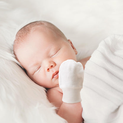 BQUBO Baby Fäustlinge Kratzschutz Handschuhe aus Baumwolle mit elastischem Bündchen Hypoallergen für Neugeborene und Babys von 0-6 Monaten Jungen und Mädchen