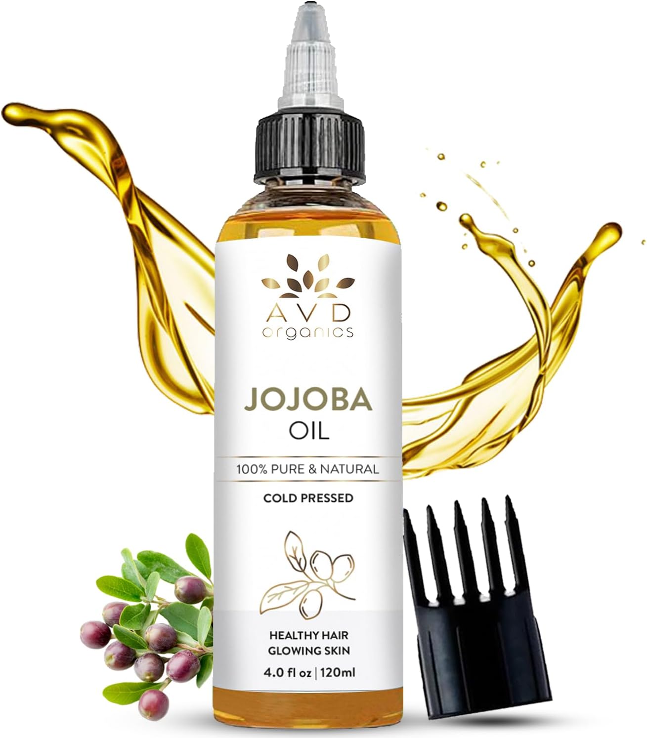 AVD Organics Rosmarinöl für Haarwachstum & Kopfhaut | Mit Biotin angereichert | Haarstärkend, pflegend und voluminös | Mit Jojoba- & Rizinusöl angereichert | GVO-frei 120ml