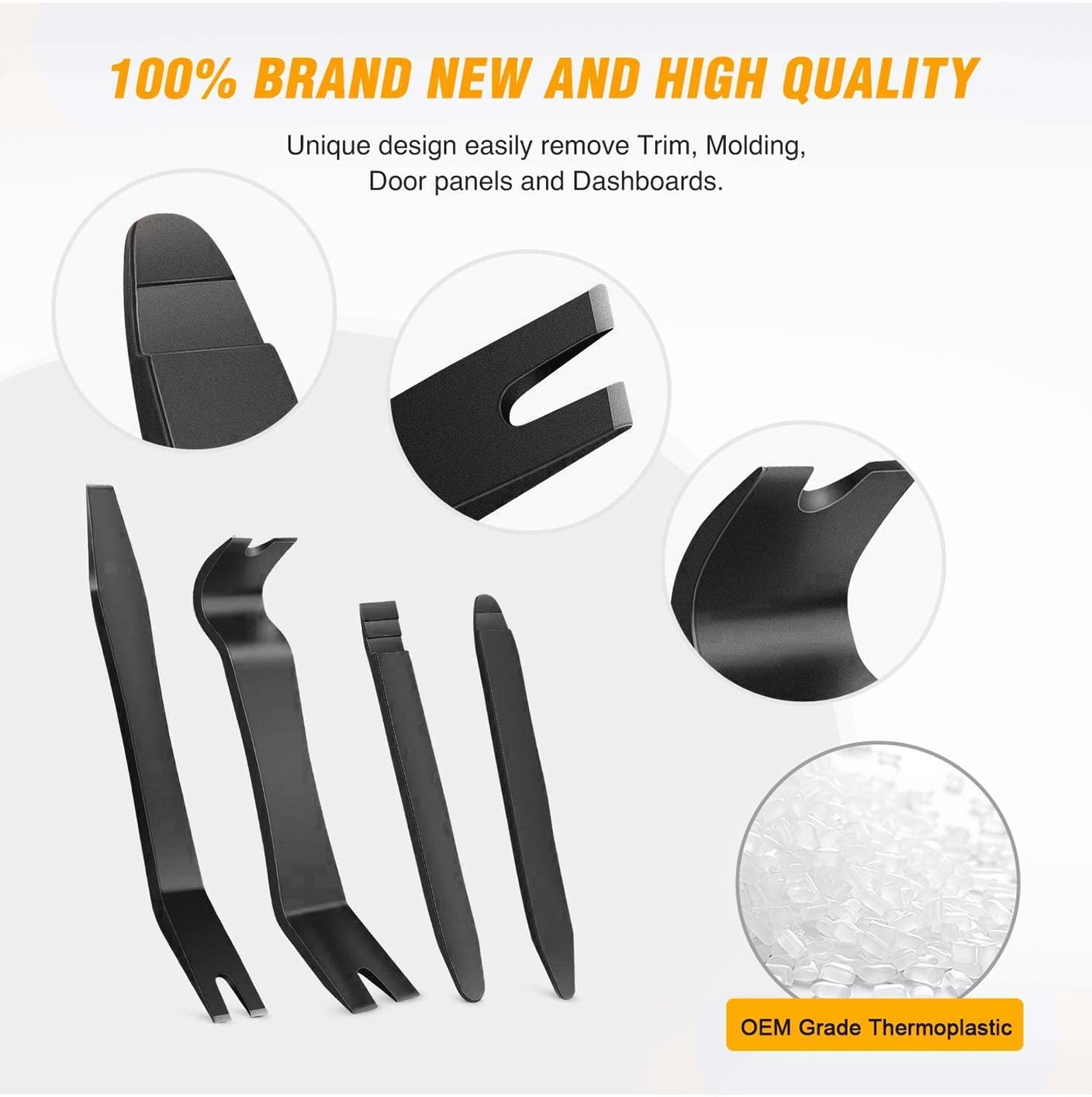 GOOACC 5PCS Auto Trim Removal Tool Kit No-Scratch Pry Tool Kit for Car Door Clip Panel & Audio Dashboard Dismantle -5PCS