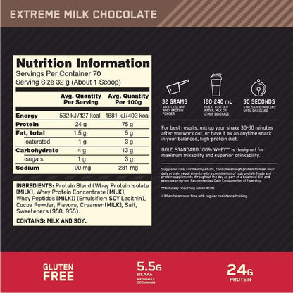 OPTIMUM NUTRITION Gold Standard 100% Whey Protein Powder, Double Rich Chocolate, 2.27kg - [packaging may vary]