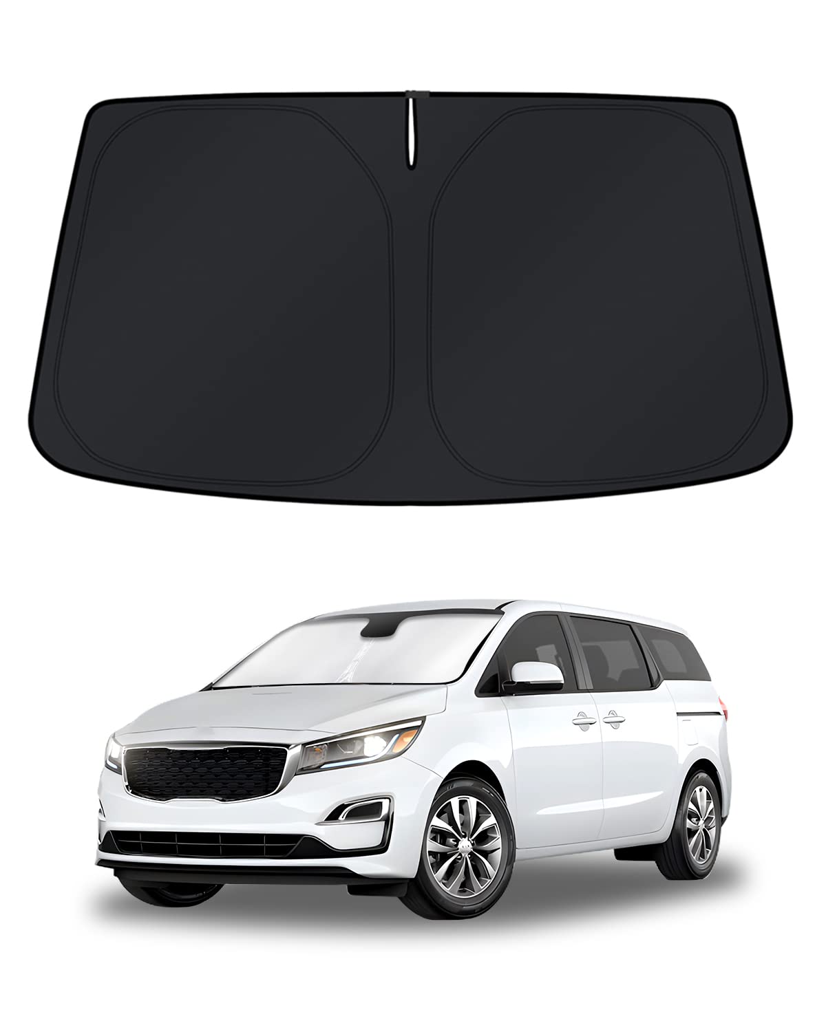 KUST Windshield Sun Shade for 2017-2026 Tesla Model Y/Model 3 Sunshade Accessories (Fit 2025-2026 Model Y Juniper / 2024 Model 3 Highland) Upgraded Foldable Sunshade, Blocks UV Rays Keep Car Cool