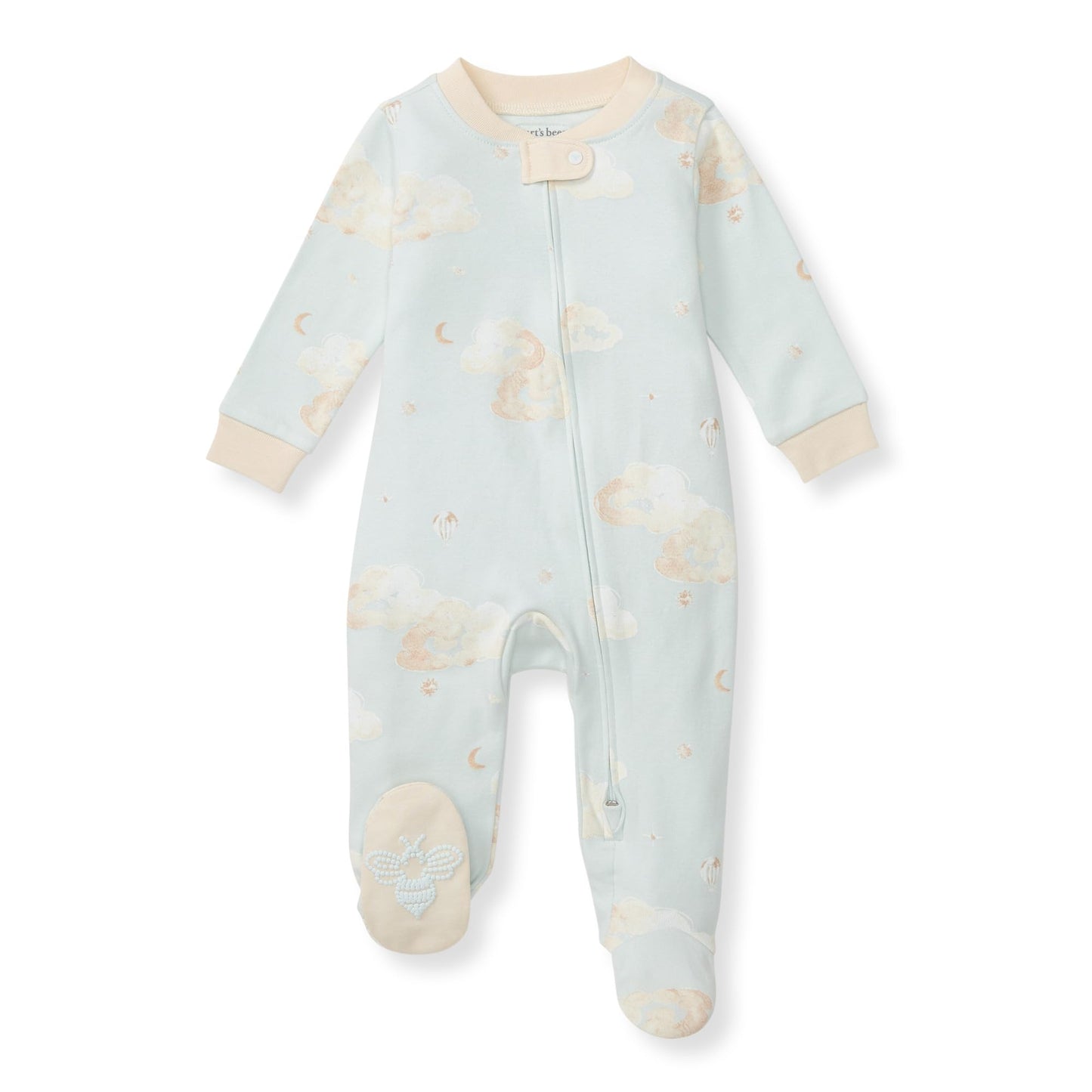Burt's Bees Baby Boys Sleep and Play Pajamas, 100% Organic Cotton, One-piece PJs, Diagonal Zip Up Loose Fit Footie