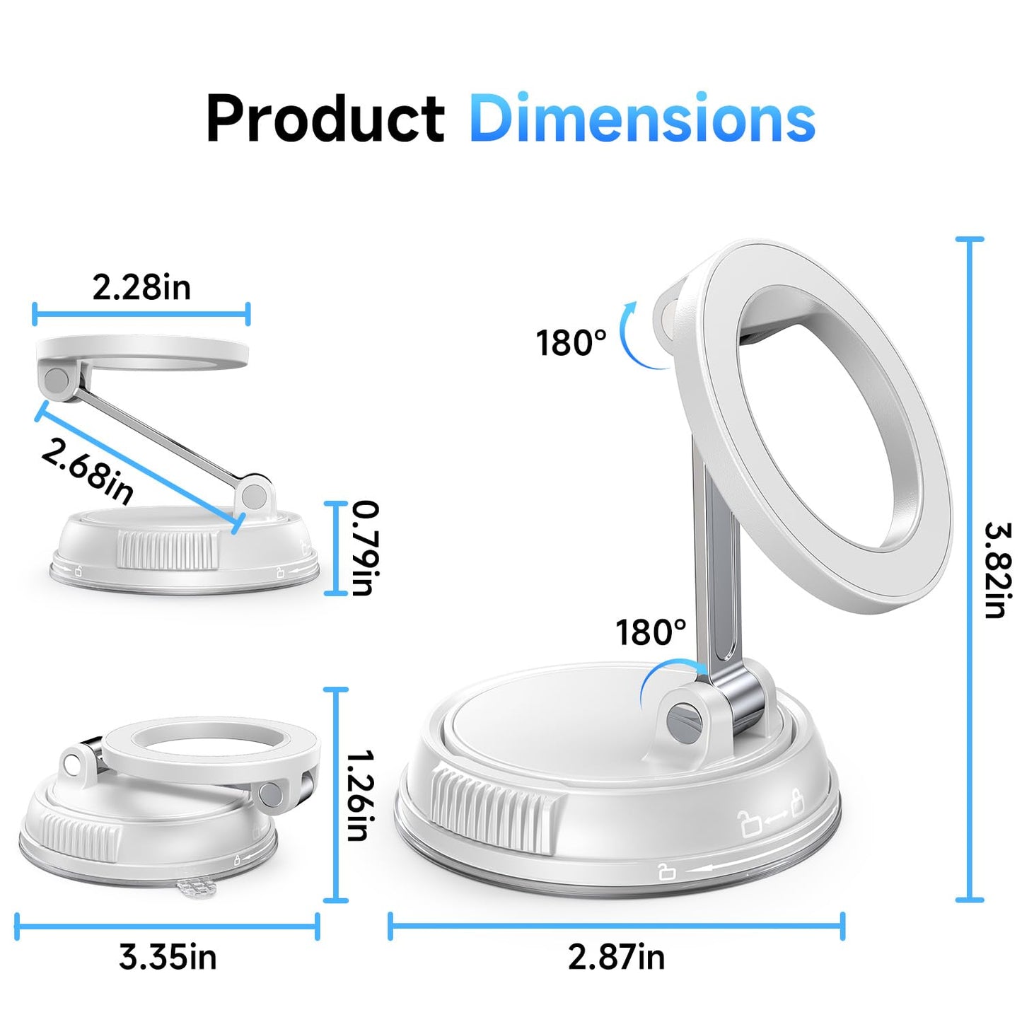 ANDERY Car Phone Holder for Magsafe [78+LBS Strongest Suction & 2400gf Strongest Magnetic] 360° Adjustable Car Phone Mount, Phone Holders for Your Car for iPhone 17-12 & All Phones, Father Gifts