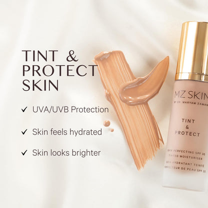MZ SKIN Tint & Protect Skin Perfecting SPF 30 | Sheer Coverage Tinted Moisturizer with Vitamin C for Smooth, Radiant Skin 30 mL / 1.01 oz