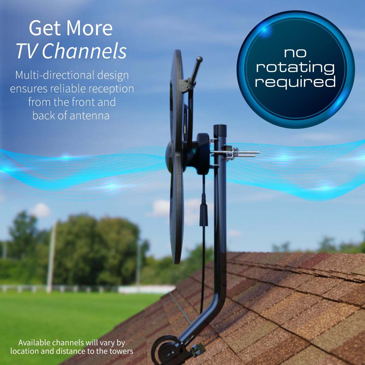 Antennas Direct ClearStream 2V Indoor Outdoor TV Antenna UHF VHF Multi-Directional, 60+ Mile Range, 4K 8K UHD, NEXTGEN TV – w/Reflector, 20-inch Mast