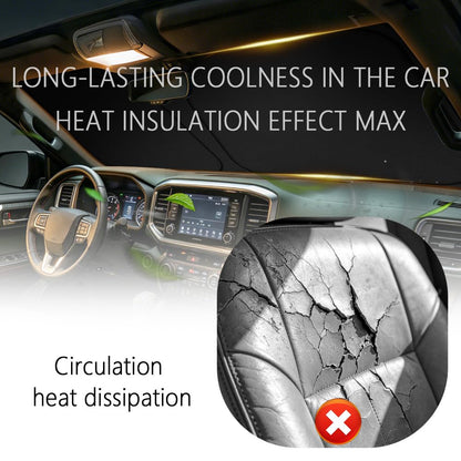 300T Thickened Automotive Glass Sunshade and Comes with Storage Bag,Keep Car Interior Cool,Universal Windshield Sun Shade Fit for Cars,Trucks,SUVs (L: 57.08 * 31.5 inch)