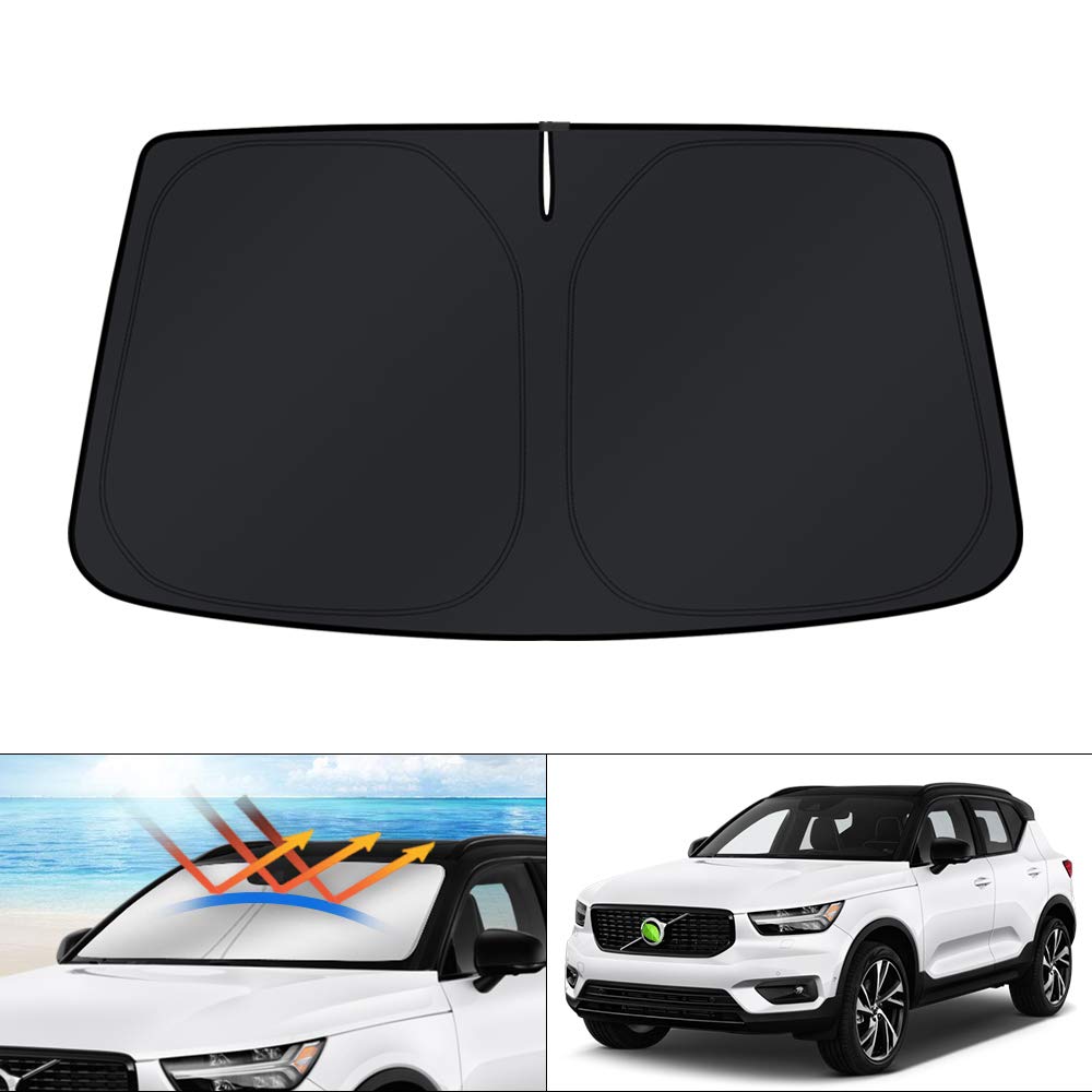 KUST Windshield Sun Shade for 2017-2026 Tesla Model Y/Model 3 Sunshade Accessories (Fit 2025-2026 Model Y Juniper / 2024 Model 3 Highland) Upgraded Foldable Sunshade, Blocks UV Rays Keep Car Cool