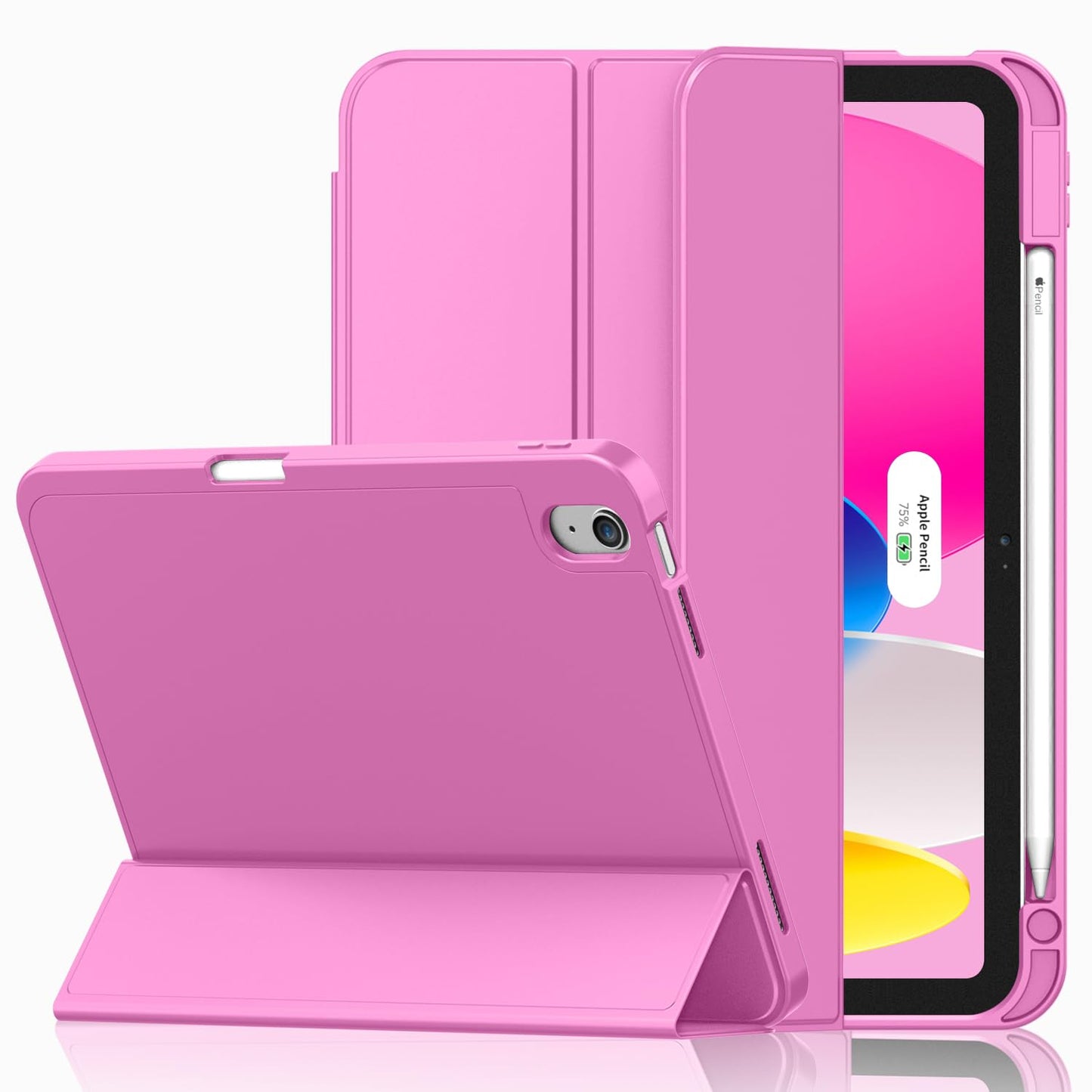 iMieet Case for iPad (A16)/iPad 10th Generation [11-Inch 2025/10.9 Inch 2022], Trifold Stand Smart Cover with Pencil Holder and Soft TPU Back, Supports Touch ID(Black)