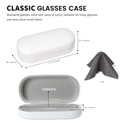 molshine Hartschalen-Leder-Sonnenbrillenetui, klassisches großes Brillenetui für Damen und Herren, Sonnenbrille (Schwarz)
