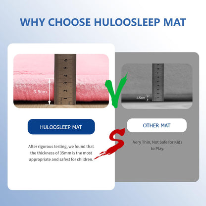 Huloo Sleep Ultra Soft Baby Spielmatte für den Boden, 3,3 cm dicke Elasti-Foam 127x127 cm Laufgittermatte für Kleinkinder, rutschfeste Rückseite, sicher zum Krabbeln und für die Bauchlage, Tatami-Stil (Dunkelgrau)