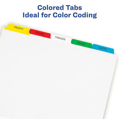 Avery 8 Tab Dividers for 3 Ring Binder, Easy Print & Apply Clear Label Strip, Index Maker Customizable Multicolor Tabs, 25 Sets (11424)