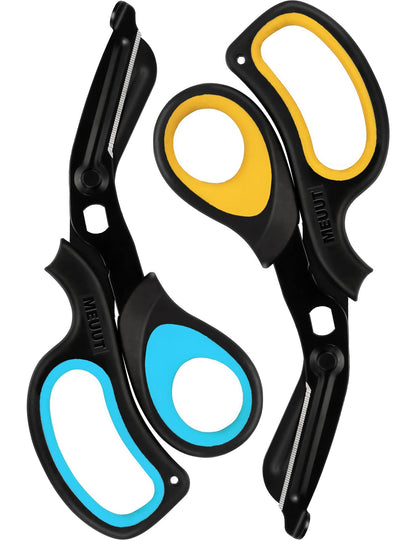 MEUUT 2 Pack Medical Scissors Trauma Shears for Left and Right Hand -Patented Bandage Scissors All Purpose with Non-Stick Blades, Surgical Grade Shears Stainless Steel EMT Scissors for Nurses EMT