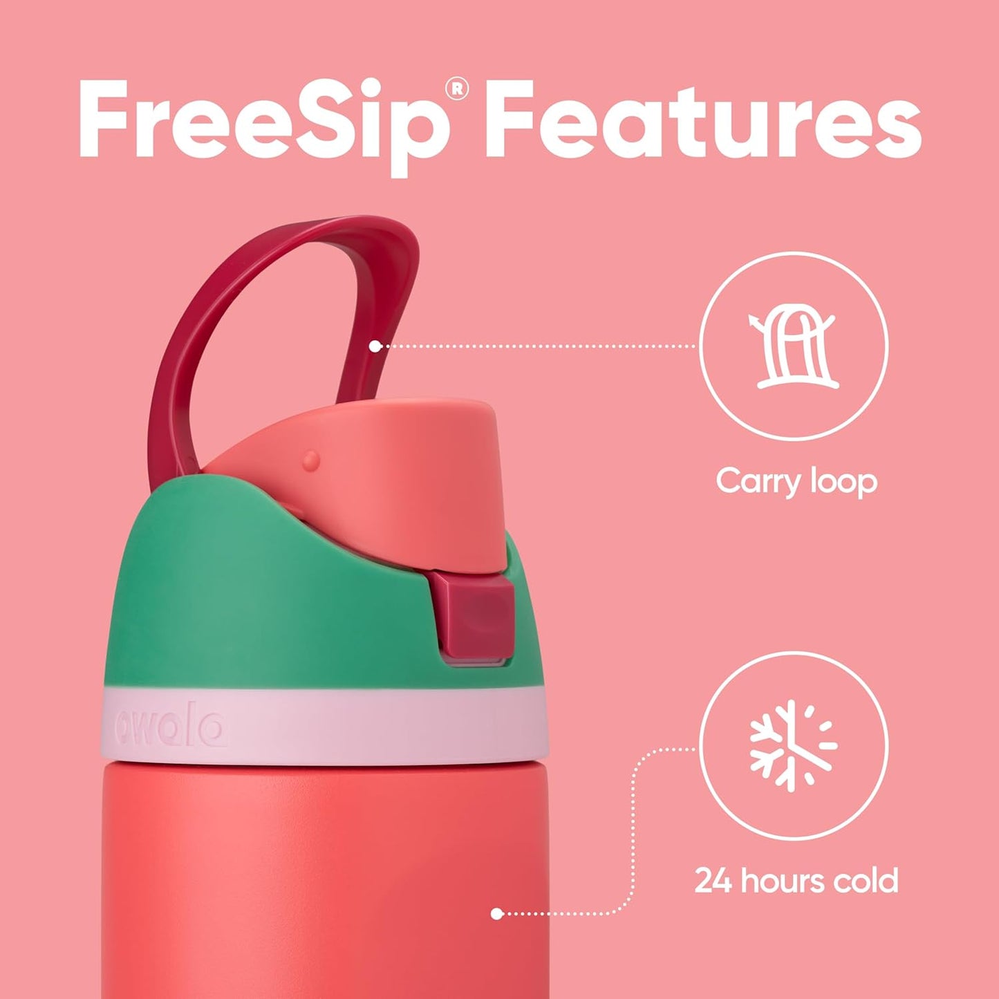 Owala FreeSip Isolierte Edelstahl-Wasserflasche mit Strohhalm für Sport und Reisen, BPA-frei, 710 ml, Shy Marshmallow