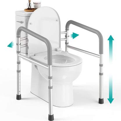 PELEGON Toilet Safety Rails (350 lb) - Adjustable Toilet Safety Frame & Rails, Toilet Safety Rail for Elderly Adults, Toilet Handles for Seniors, Toilet Bars for Elderly & Handicap