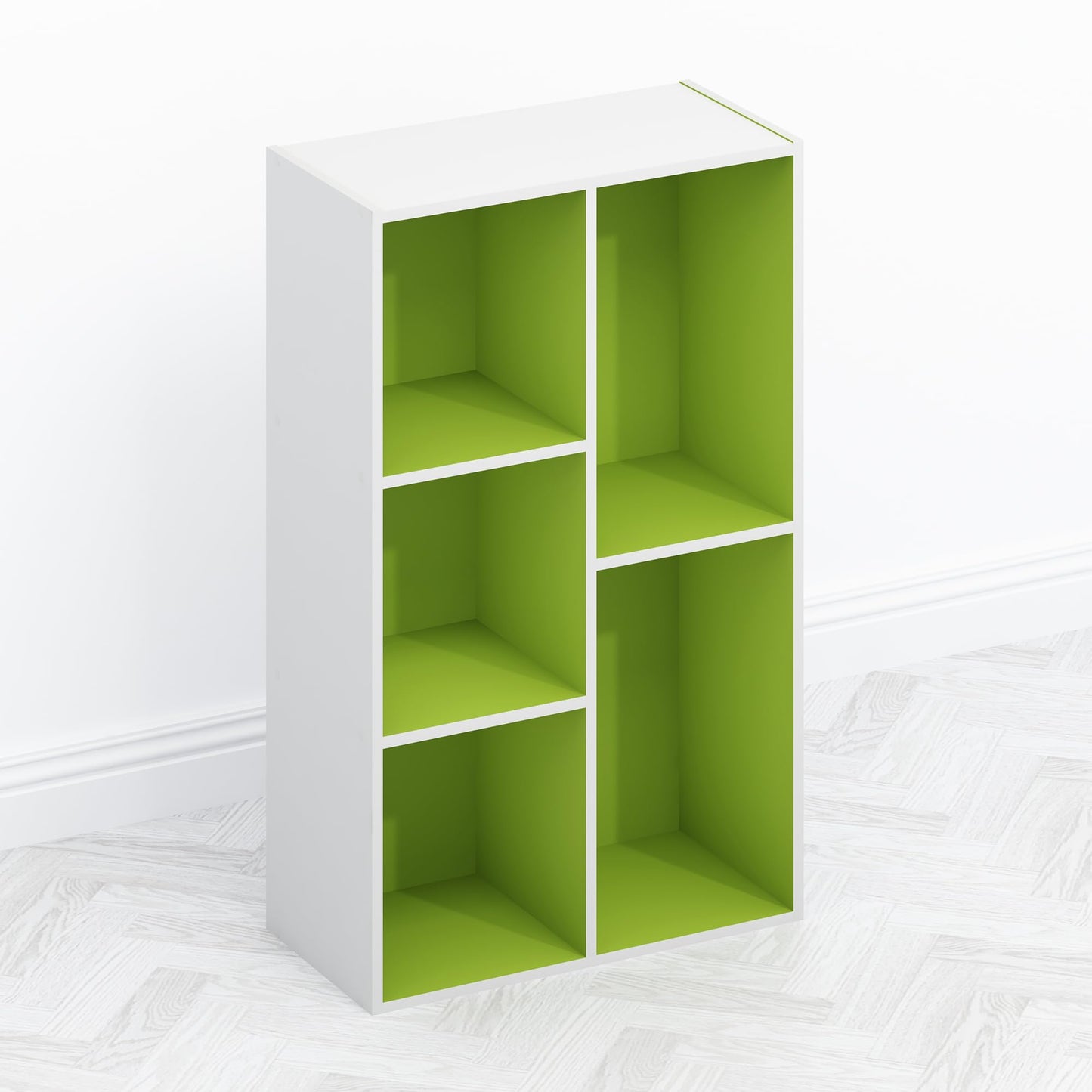 Furinno TOMI TV Stand, 5-Cube Entertainment Center with Open Shelf, Reversible TV Console, for Living Room, Bedroom, Home Office, Green