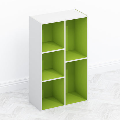 Furinno TOMI TV Stand, 5-Cube Entertainment Center with Open Shelf, Reversible TV Console, for Living Room, Bedroom, Home Office, Green