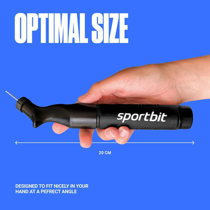 SPORTBIT Ballpumpe für Sportbälle - Basketballpumpe, Volleyballpumpe, Fußballpumpe - Handpumpe für alle Sportbälle - Push & Pull Aufblassystem - Inklusive 5 Nadeln