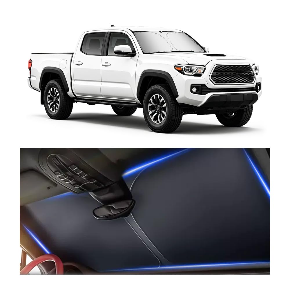 300T Thickened Automotive Glass Sunshade and Comes with Storage Bag,Keep Car Interior Cool,Universal Windshield Sun Shade Fit for Cars,Trucks,SUVs (L: 57.08 * 31.5 inch)