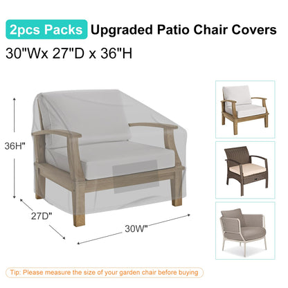 Patio Chair Covers for Outdoor Furniture Waterproof 2 Pack, Lawn Chair Covers 600D Heavy Duty Oxford Cloth, Large Covers for Lounge Lawn Deep Seat 38" W x 31" D x 29" H-Brown
