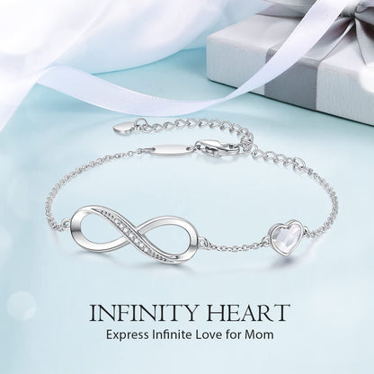 CDE Valentinstagsgeschenk Infinity Herz Geburtsstein Charm Gliederarmband für Damen 925 Sterling Silber Verstellbares Muttertags- Weihnachtsgeschenk Jubiläums- Geburtstags-Schmuck für Ehefrau Freundin Sie