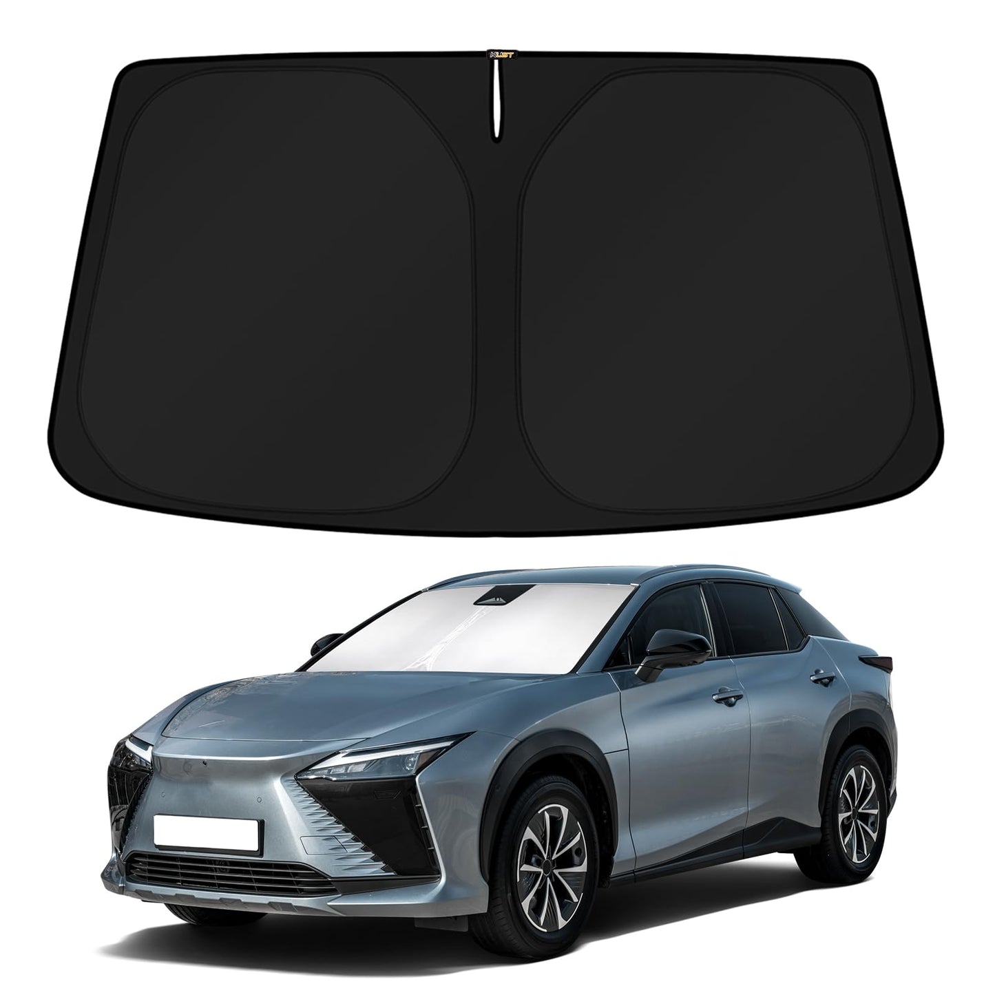 KUST Windshield Sun Shade for 2017-2026 Tesla Model Y/Model 3 Sunshade Accessories (Fit 2025-2026 Model Y Juniper / 2024 Model 3 Highland) Upgraded Foldable Sunshade, Blocks UV Rays Keep Car Cool
