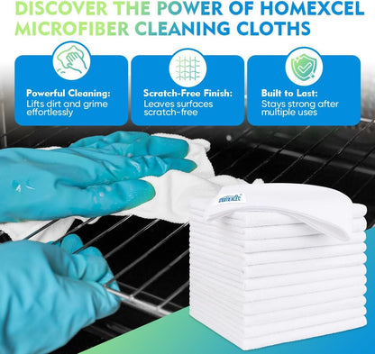 HOMEXCEL Mikrofasertuch 12er-Pack, 31,75 x 31,75 cm Mikrofasertücher für Autos, ultra-saugfähiges Autowaschtuch, fusselfreie, streifenfreie Reinigungstücher für Auto, Küche und Fenster (Grau)