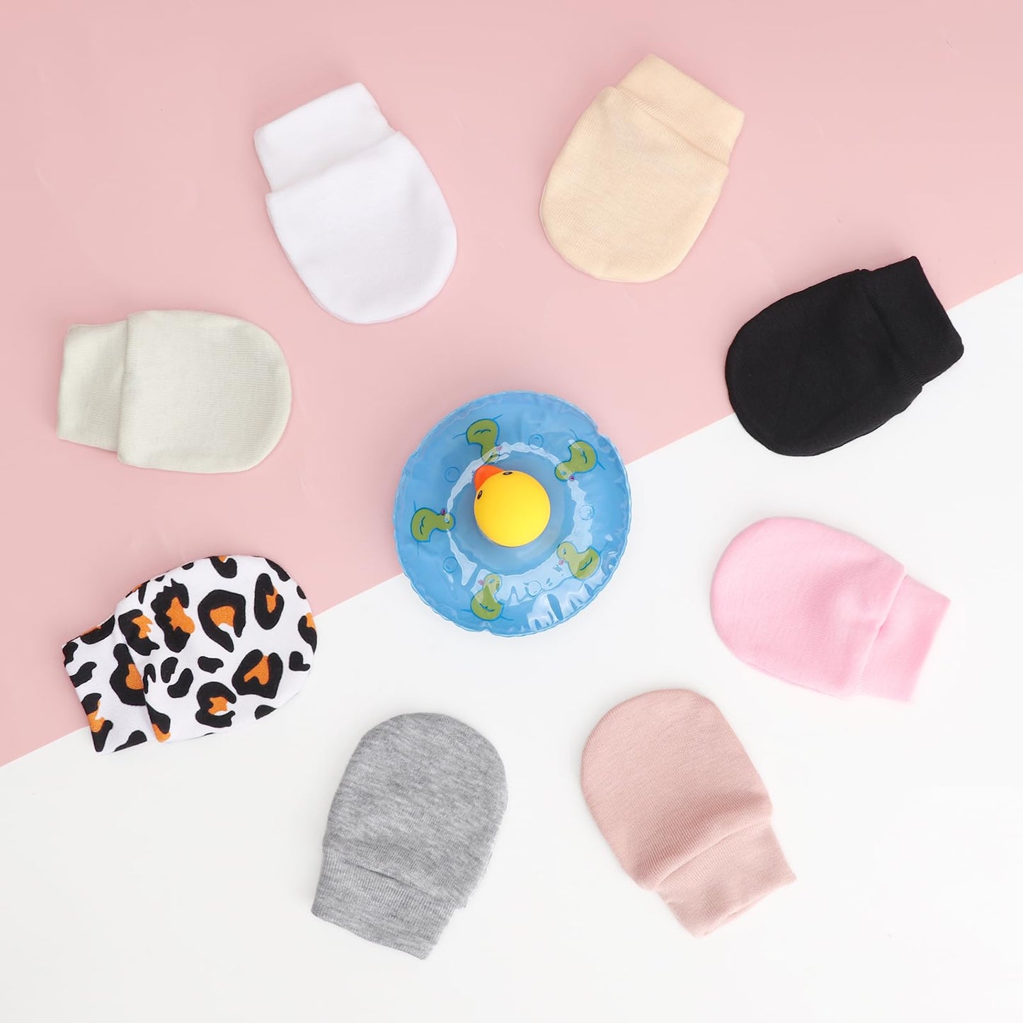 BQUBO Baby Fäustlinge Kratzschutz Handschuhe aus Baumwolle mit elastischem Bündchen Hypoallergen für Neugeborene und Babys von 0-6 Monaten Jungen und Mädchen