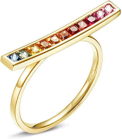 Aienid 18Ct Yellow Gold Womens Ring Custom 0.95Ct Blue Sapphire Rectangular Full of Diamonds Engagement Ring for Her
