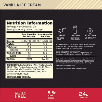OPTIMUM NUTRITION Gold Standard 100% Whey Protein Powder, Banana Cream, 907g - [packaging may vary]