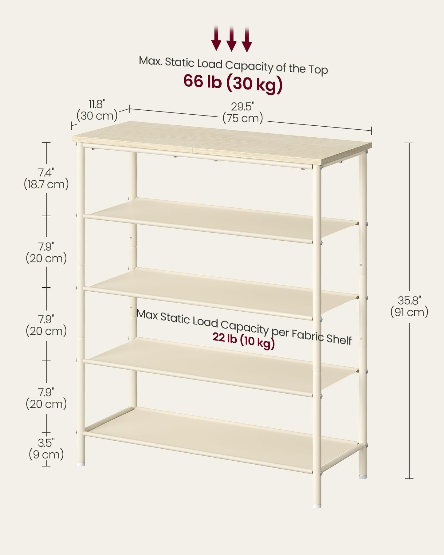 VASAGLE Shoe Rack, 4-Tier Shoe Storage Organizer for Entryway and Closet, Holds 9-12 Pairs of Shoes, 3 Fabric Shelves, Steel Frame, Industrial, Rustic Brown and Black ULBS035B01
