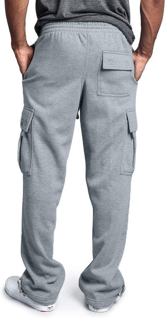 Herren Fleece Cargo Hose Dicke Sweatpants Freizeithose Loose Sports Jogginghose mit Taschen