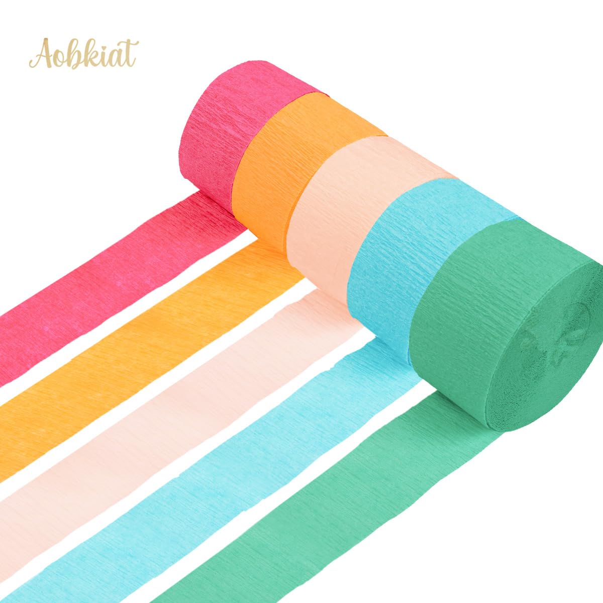 AOBKIAT Decoraciones para Fiesta de Bodas, 5 Rollos de Serpentinas de Papel Crepé Color Verde Oliva Caqui para Bodas Boho Verdes, Cumpleaños, Despedidas de Soltera/Bebé