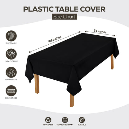 Utopia Kitchen Einweg-Tischdecke aus Kunststoff (12er Pack – 137x274 cm) Weiß Rechteckige Tischdecke Wasserdicht Schmutzabweisend Party-Tischdecke